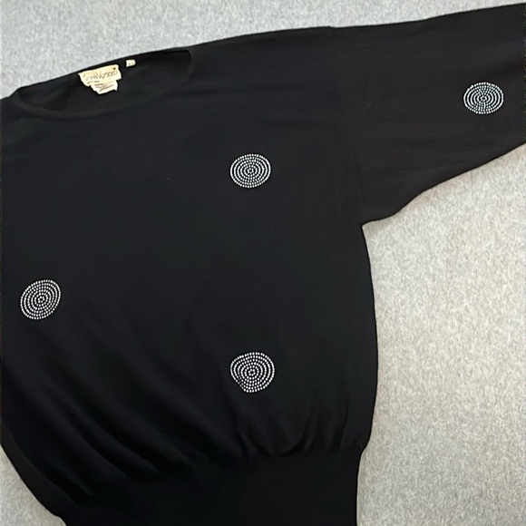 Vintage Gianni Versace Cashmere Sweater Womens Medium Rhinestones Old Money - Picture 10 of 15